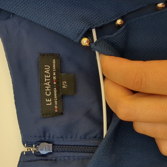 *3/$25 Le Chateau asymmetrical ruched dress with bead collar detail - Picture 3 of 7